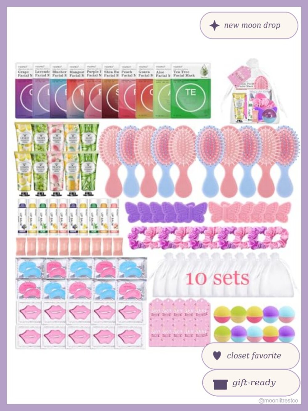 110PCS Spa Day Kit Face Masks Lip Balm Hand Cream Party Favors Gift Set